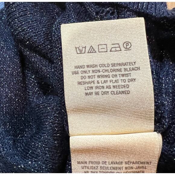 NWT Anthropologie Angel of the North Sheer Metallic Swirl Turtleneck Navy Blue S - Picture 9 of 10